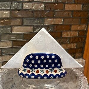 Blue and White Patterned Ceramic Dishp